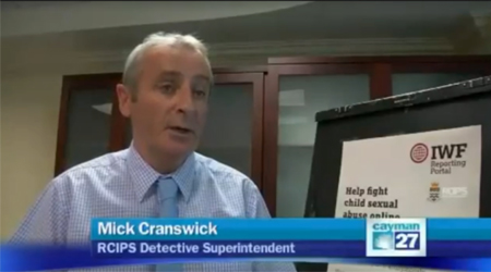 RCIPS Detective Superintendent Mike Cranswick discussing the reporting portal on news channel Cayman 27. 